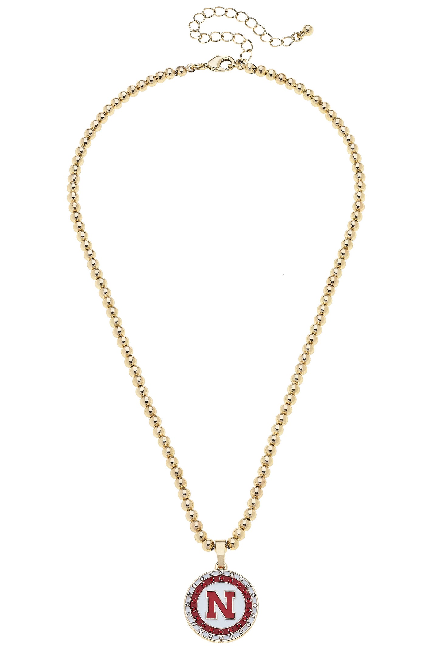 Canvas Style - Nebraska Huskers Pave Disc Necklace in Shiny Gold