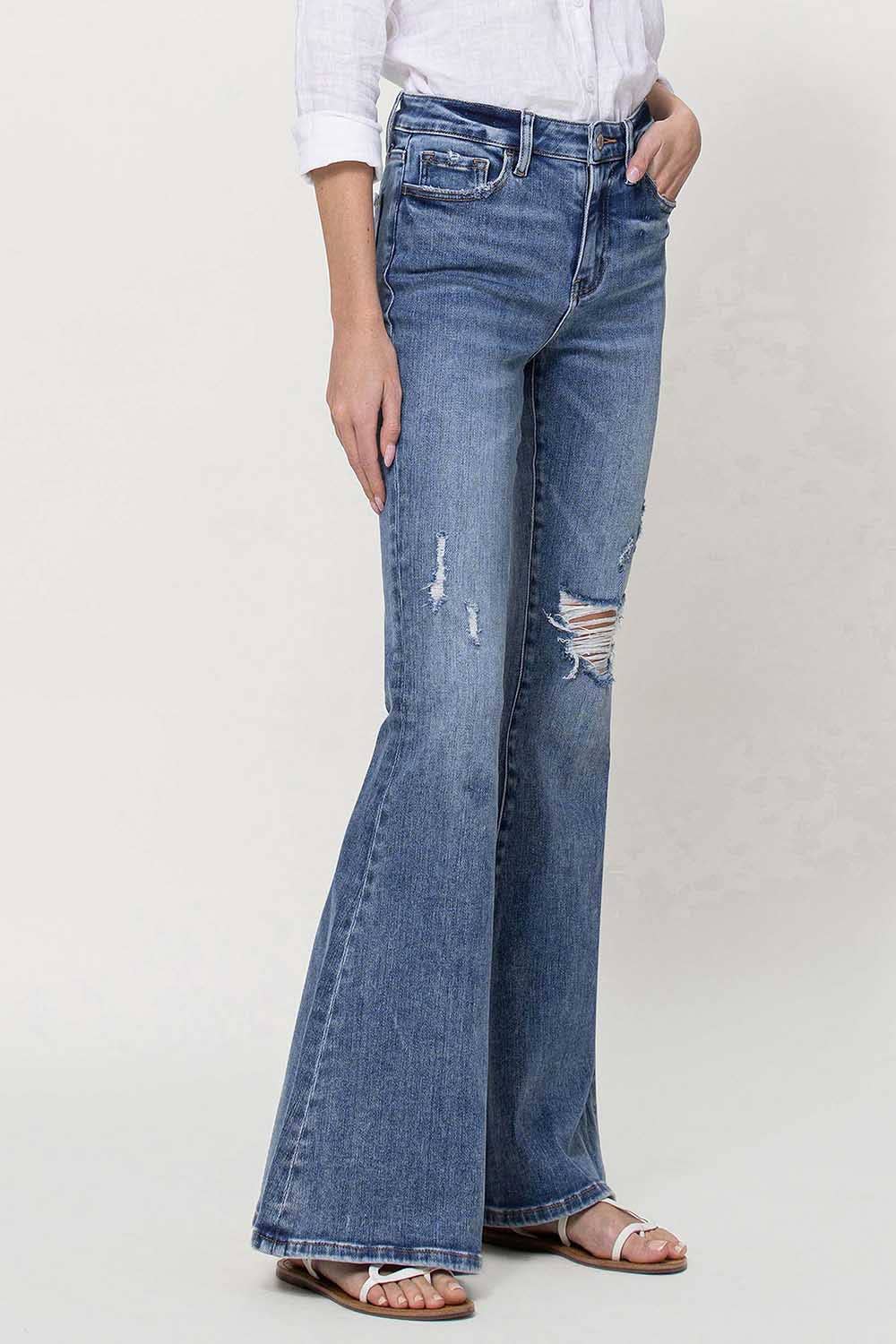 VERVET HIGH RISE LONG FLARE JEANS