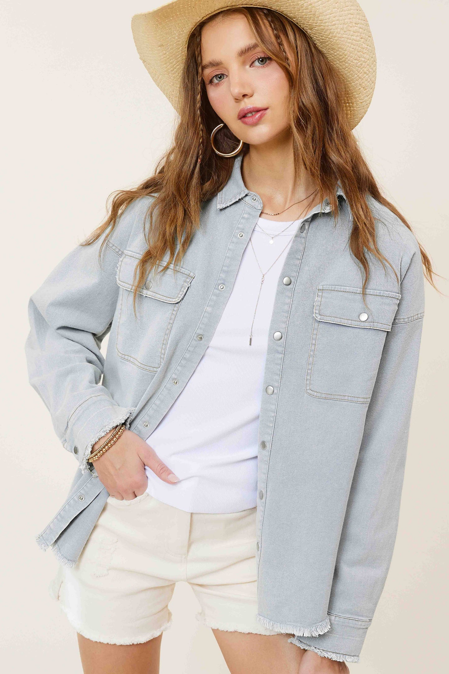 Button Down Denim with Chest Pockets