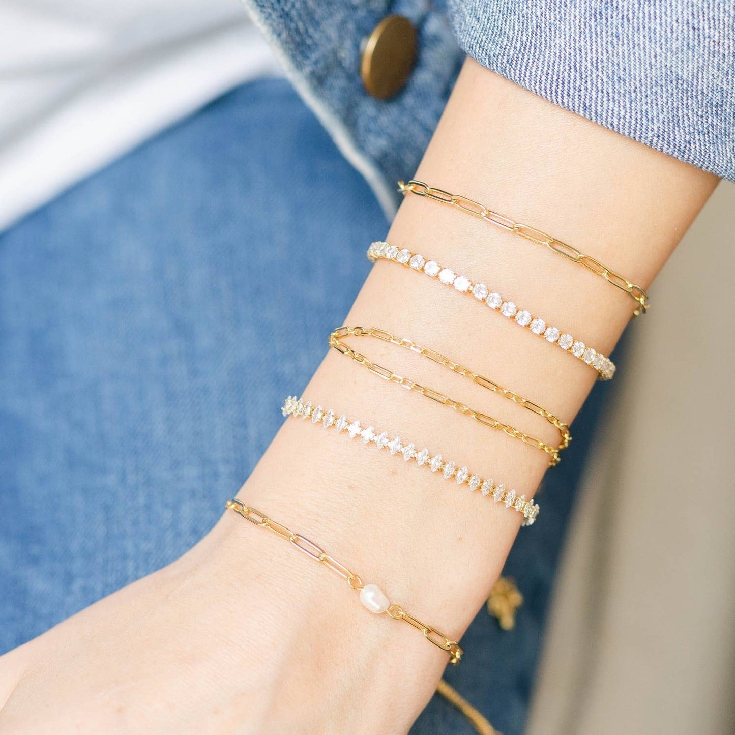 Splendid Iris Link Chain Pulley Bracelet