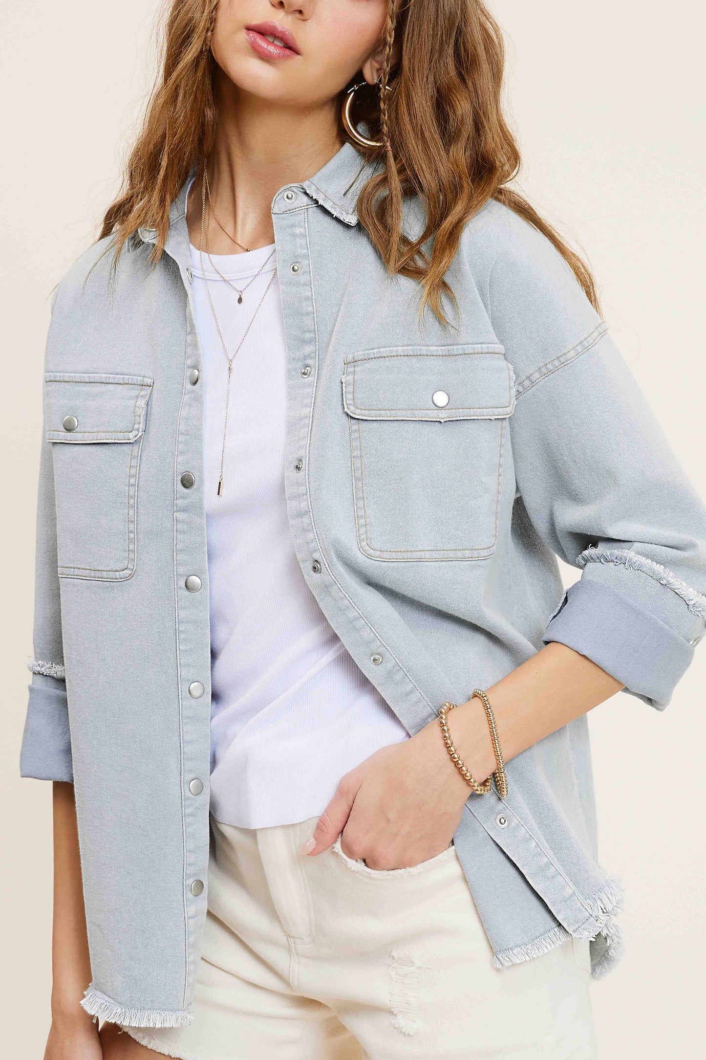Button Down Denim with Chest Pockets