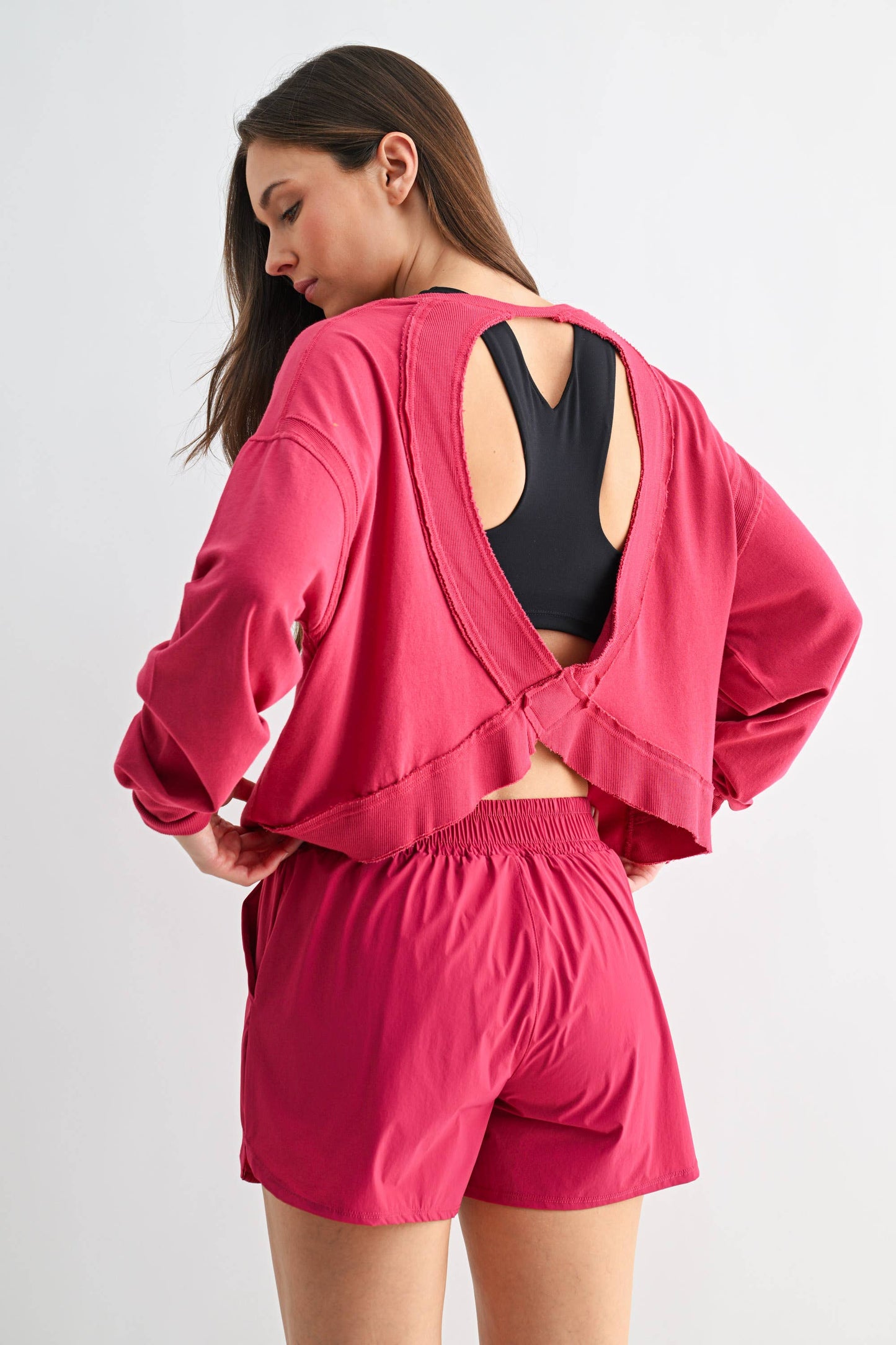 Mono B - Crescent Pima Cotton Open Back Long Sleeve Tee