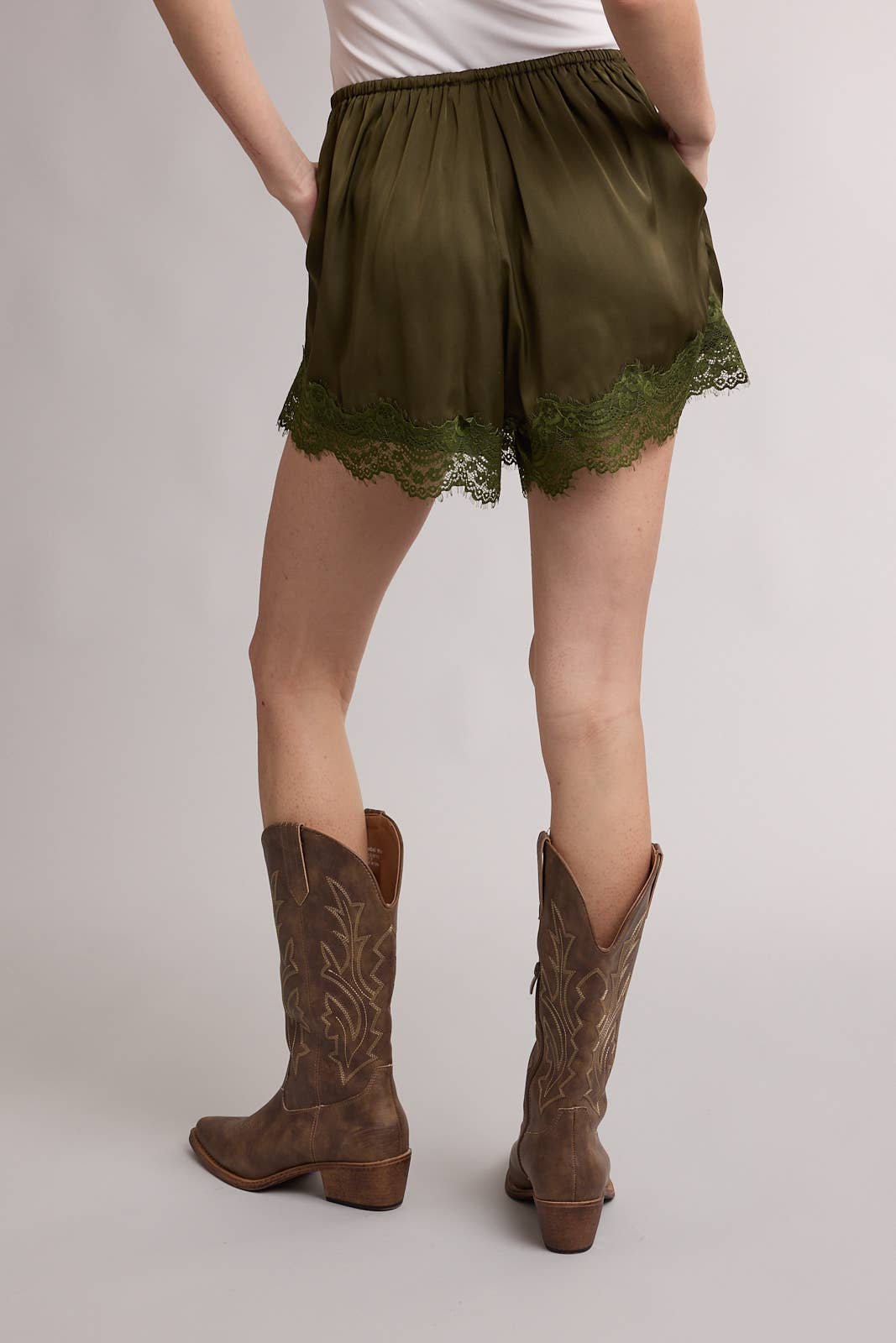 Wishlist Apparel Scallop Trim Satin Shorts