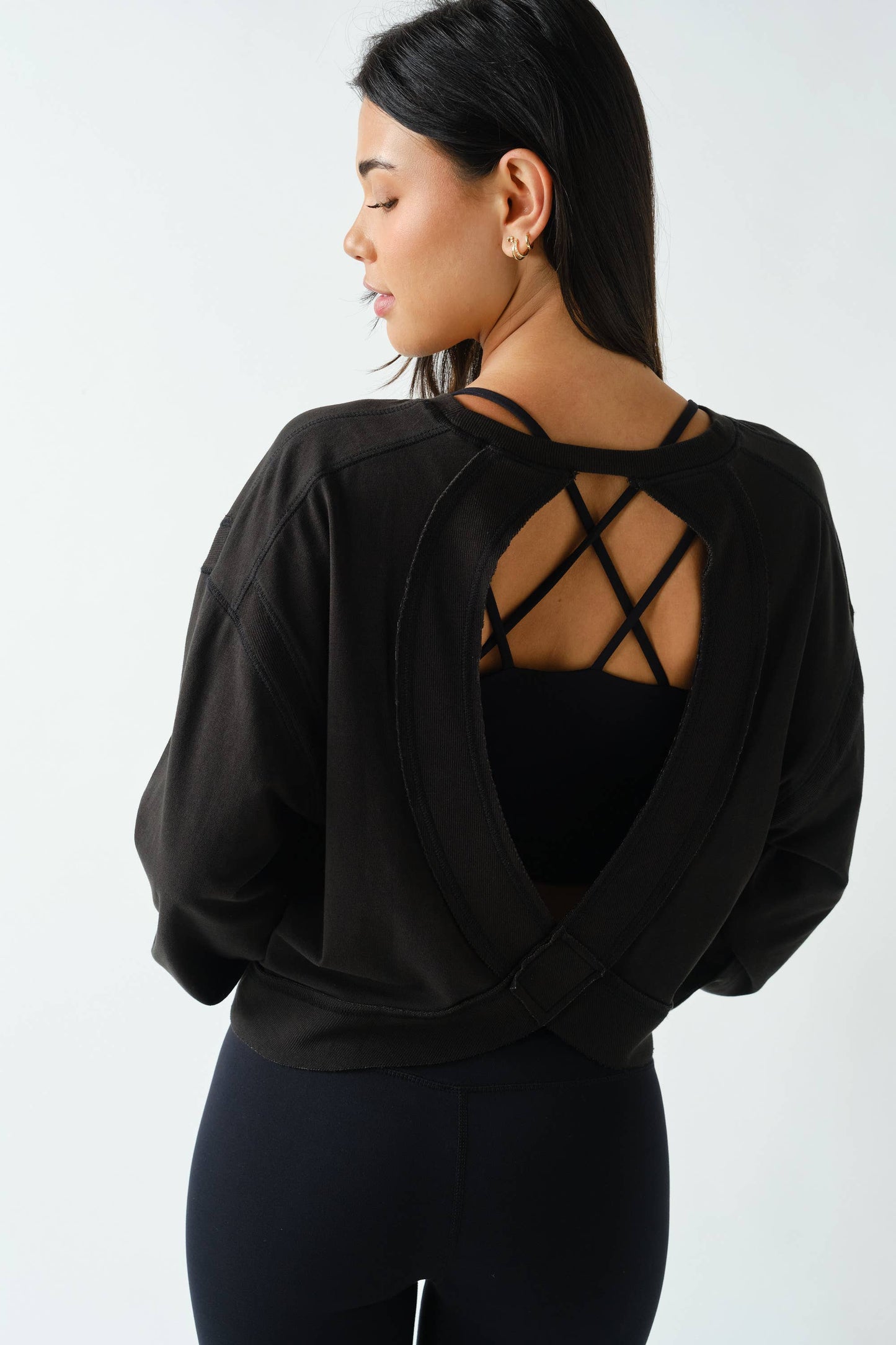Mono B - Crescent Pima Cotton Open Back Long Sleeve Tee