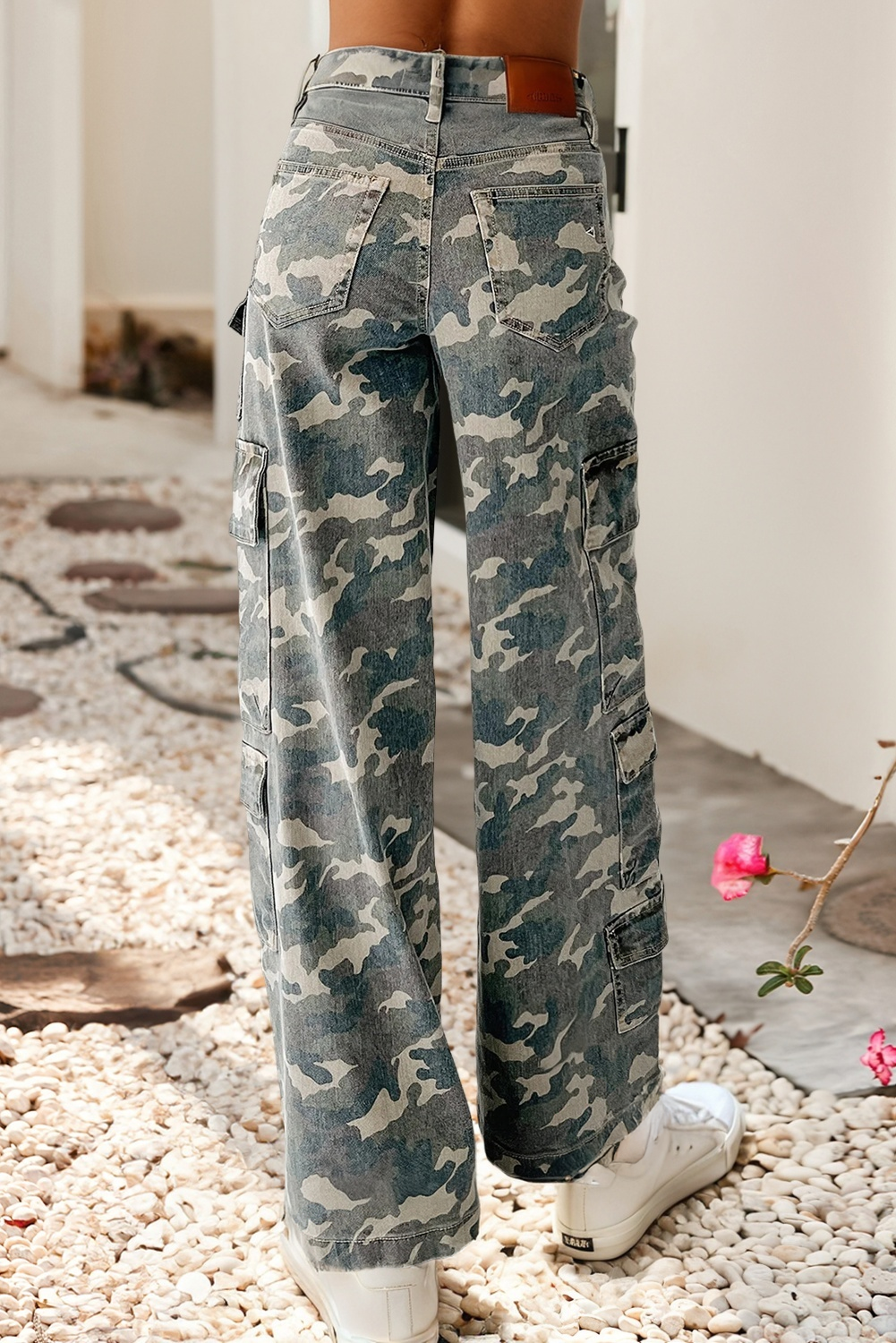 LDC-Camo Denim Cargo Wide Leg Pants