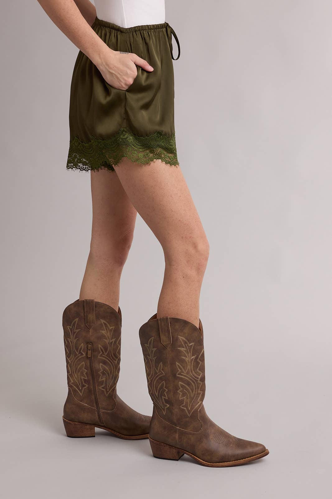 Wishlist Apparel Scallop Trim Satin Shorts