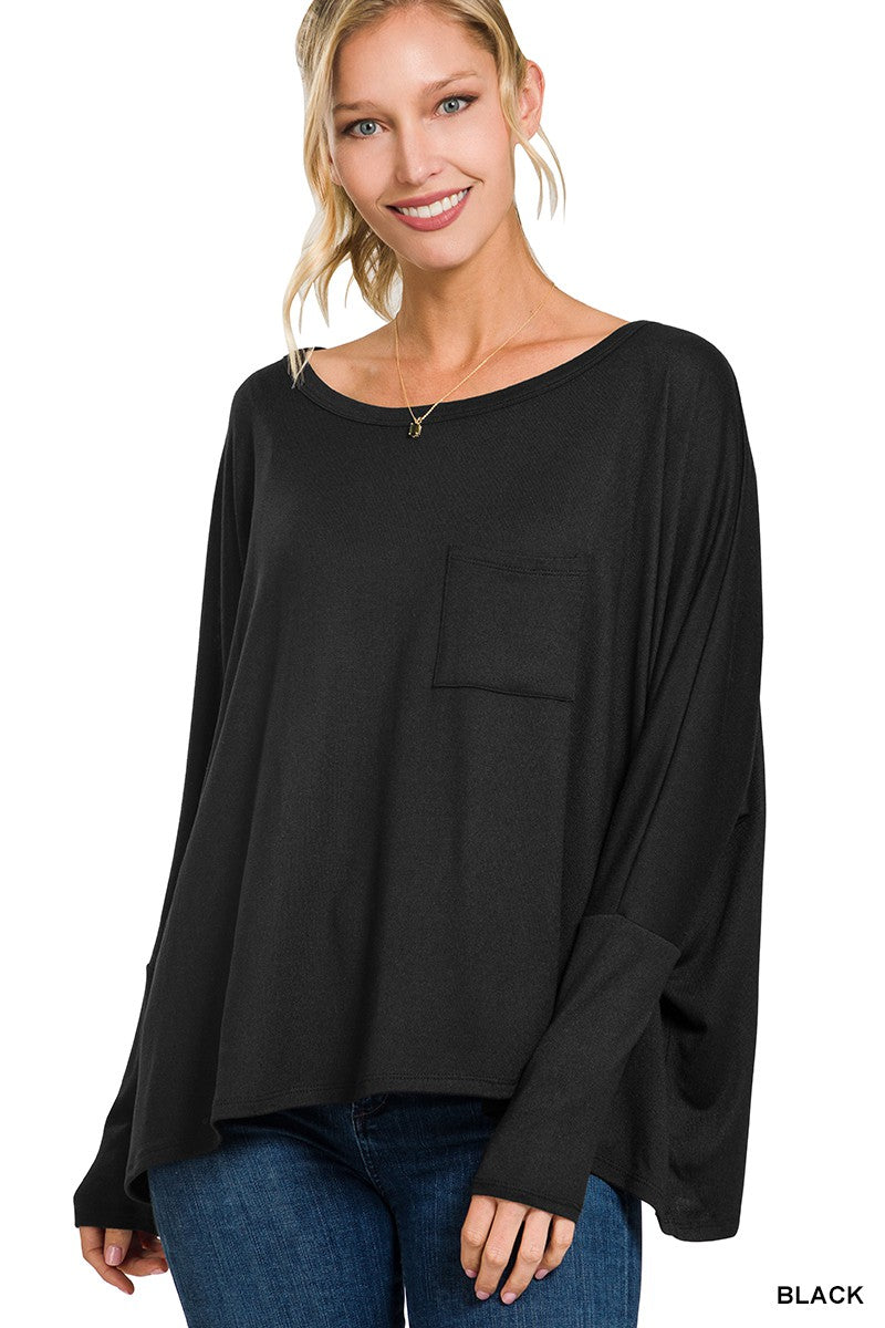 Black Dolman Long Sleeve Top
