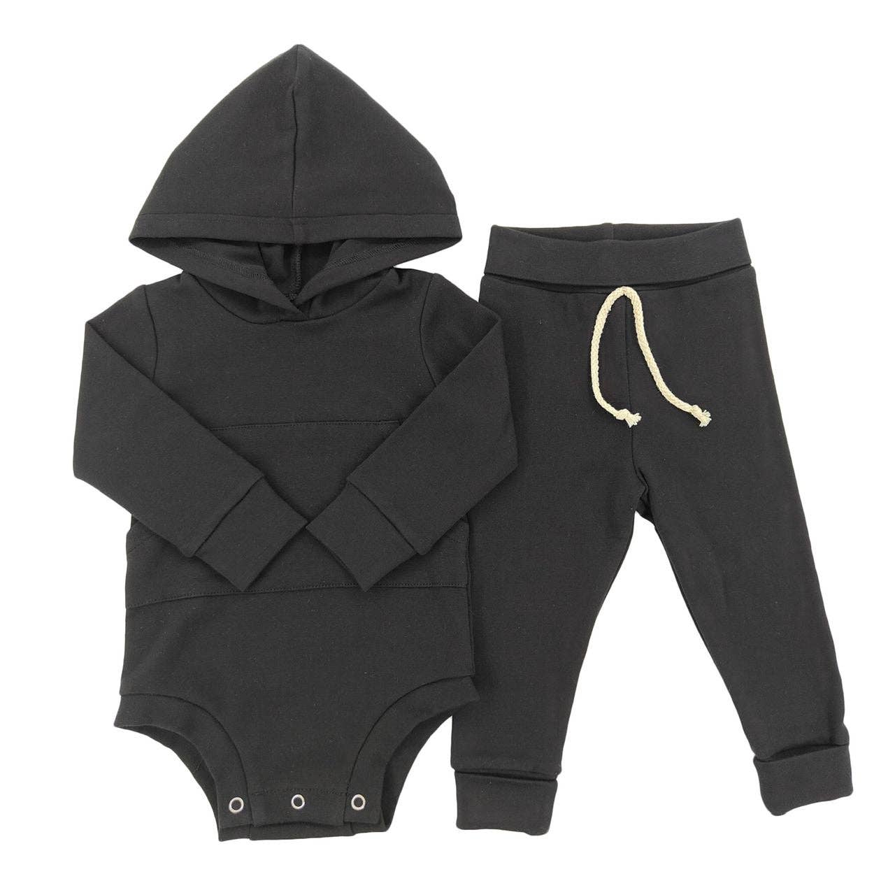 Black Hoodie Bodysuit Set