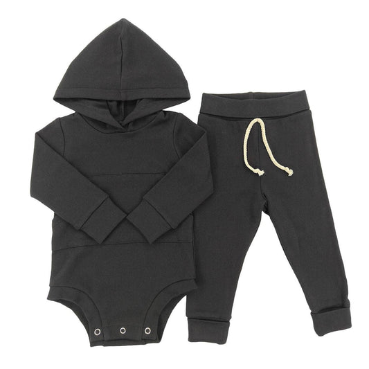 Black Hoodie Bodysuit Set