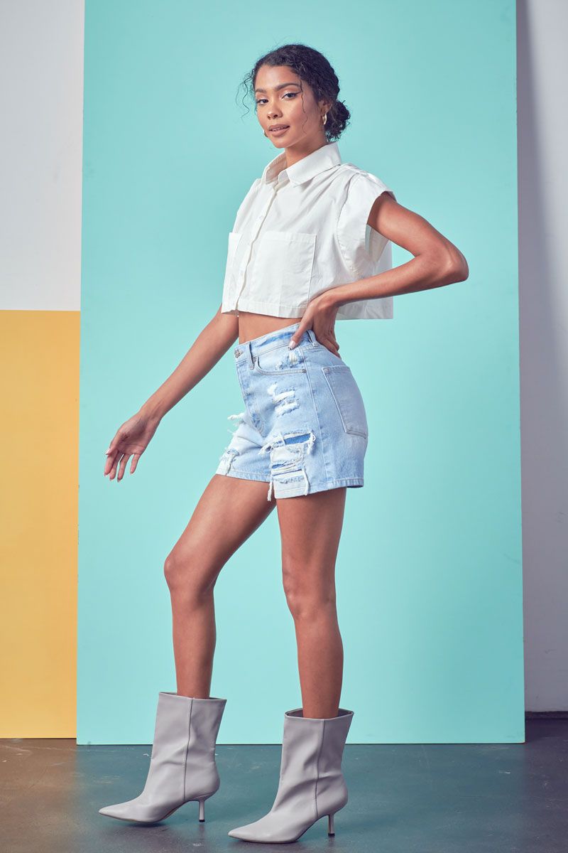 KanCan 90's Boyfriend Distressed Shorts